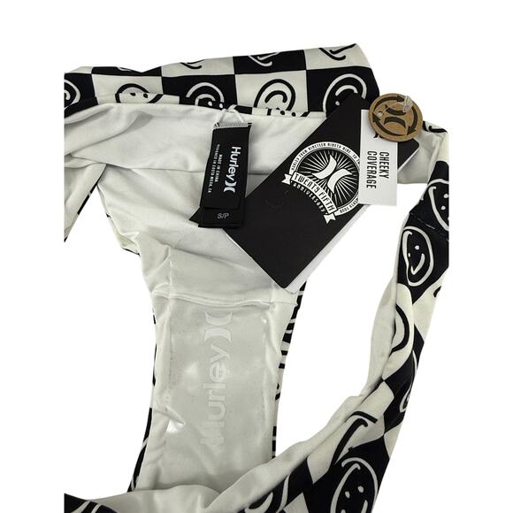 Hurley Women's Smiley Plaid Moderate Reversible Scoop Bikini Bottoms Small - Picture 2 of 4